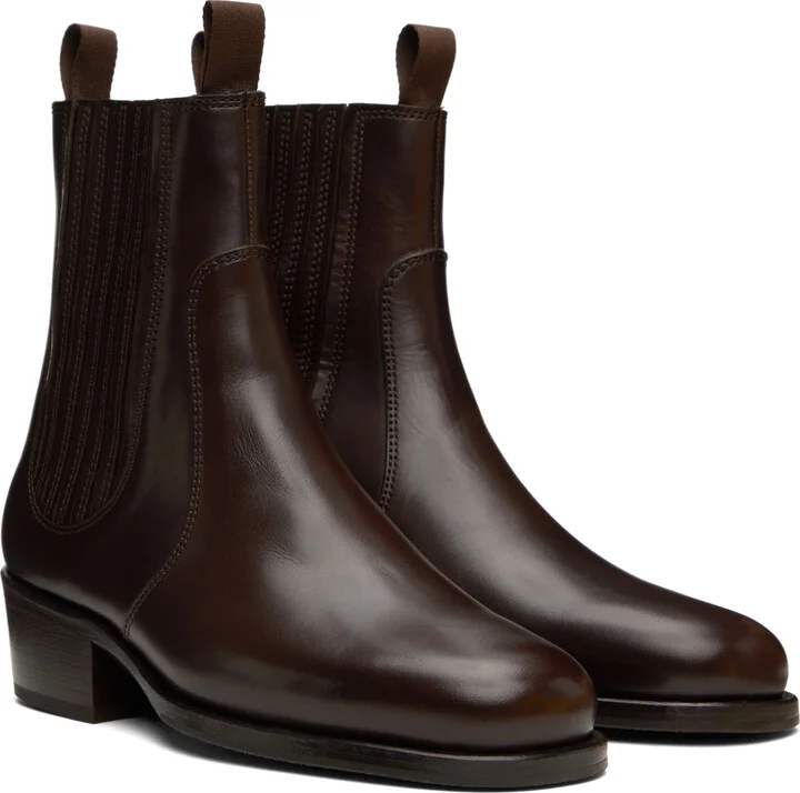 LEMAIRE Brown Leather Chelsea Boots - Image 4