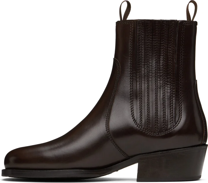 LEMAIRE Brown Vegetable-Tanned Chelsea Boots - Image 3