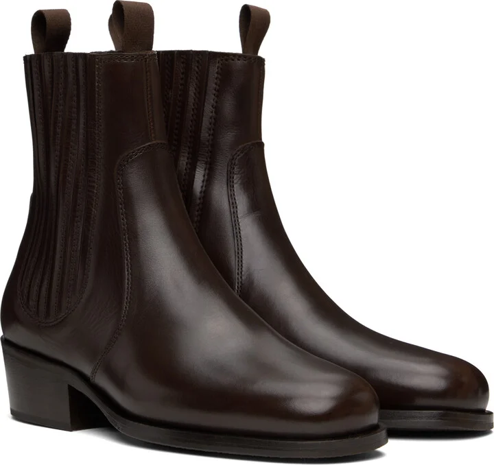LEMAIRE Brown Vegetable-Tanned Chelsea Boots - Image 4