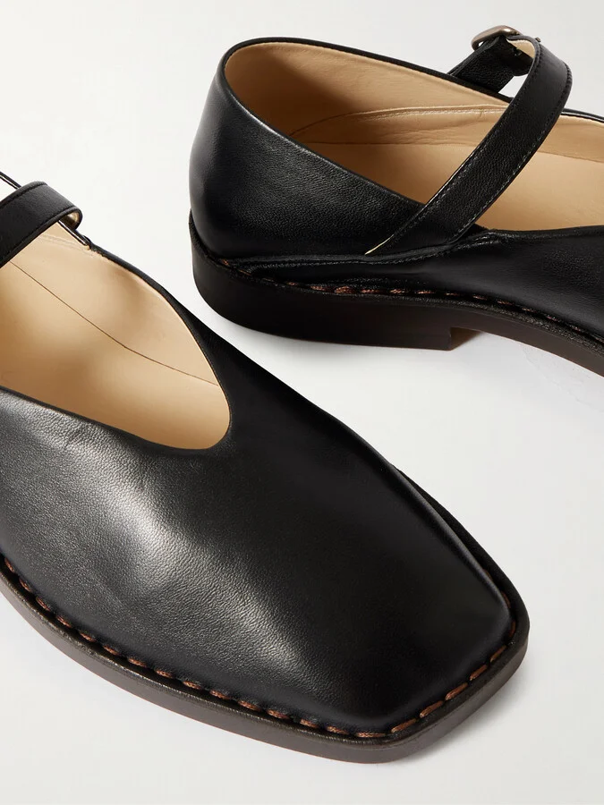 LEMAIRE - Leather Ballet Flats - Black - Image 4