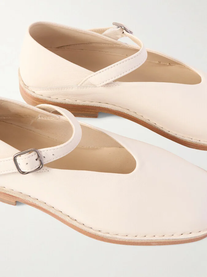 LEMAIRE - Leather Ballet Flats - White - Image 4