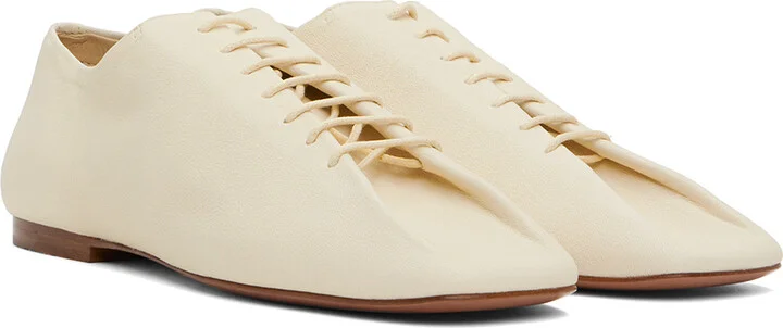 LEMAIRE Off-White Souris Flat Classic Derbys - Image 4