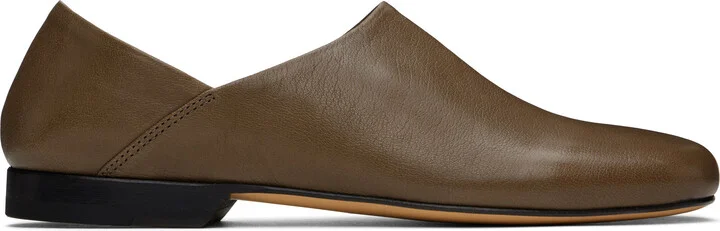 LEMAIRE Taupe Leather Slippers