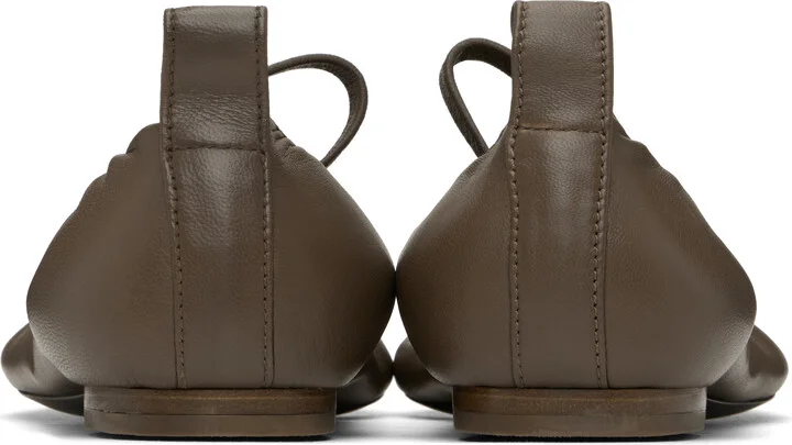 LEMAIRE Taupe Square Flat Ballerina Flats - Image 2