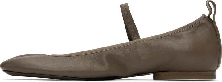 LEMAIRE Taupe Square Flat Ballerina Flats - Image 3