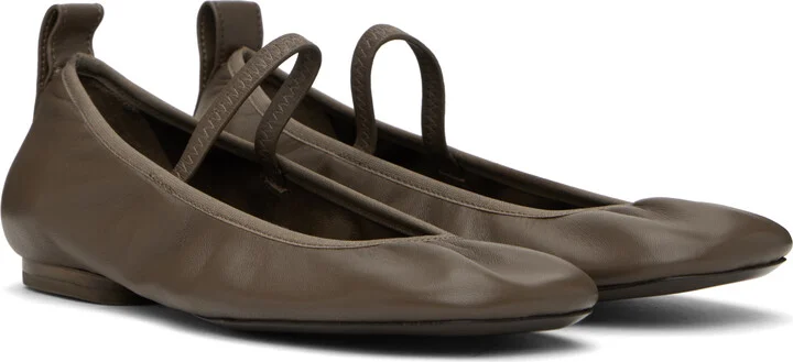 LEMAIRE Taupe Square Flat Ballerina Flats - Image 4