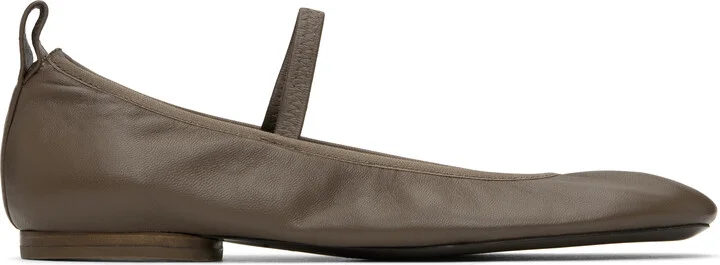 LEMAIRE Taupe Square Flat Ballerina Flats