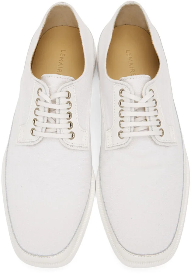 LEMAIRE White Canvas Derbys - Image 5
