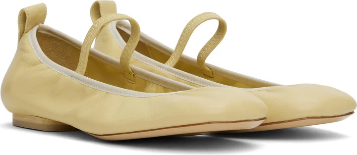 LEMAIRE Yellow Square Flat Ballerina Flats - Image 4