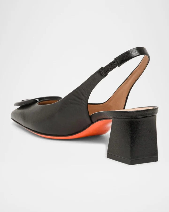Lemon Buckle Slingback Leather Pumps - Image 2