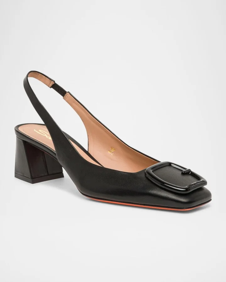 Lemon Buckle Slingback Leather Pumps - Image 3