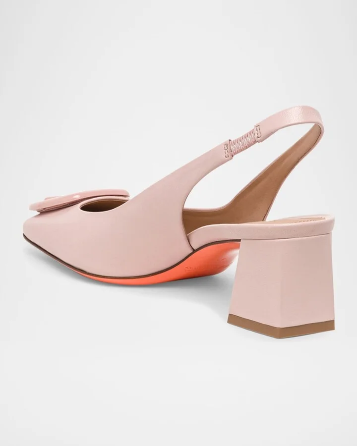 Lemon Leather Buckle Slingback Pumps - Image 2
