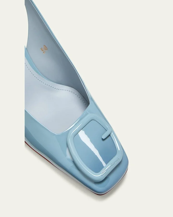 Lemon Patent Buckle Slingback Pumps - Image 3