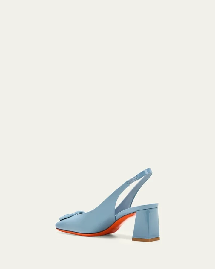 Lemon Patent Buckle Slingback Pumps - Image 5