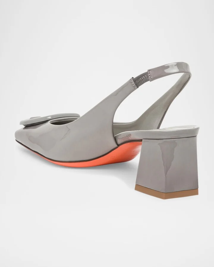 Lemon Patent Buckle Slingback Pumps - Image 2