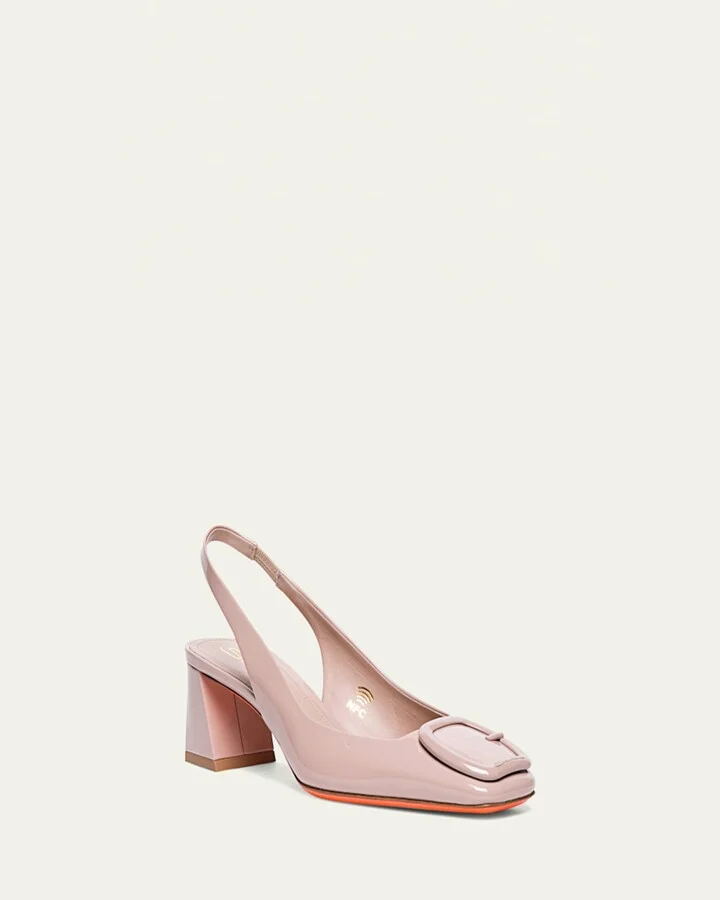 Lemon Patent Buckle Slingback Pumps - Image 2