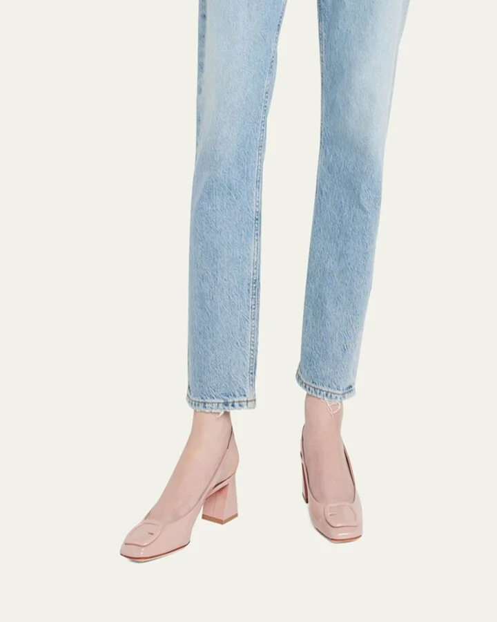 Lemon Patent Buckle Slingback Pumps - Image 3