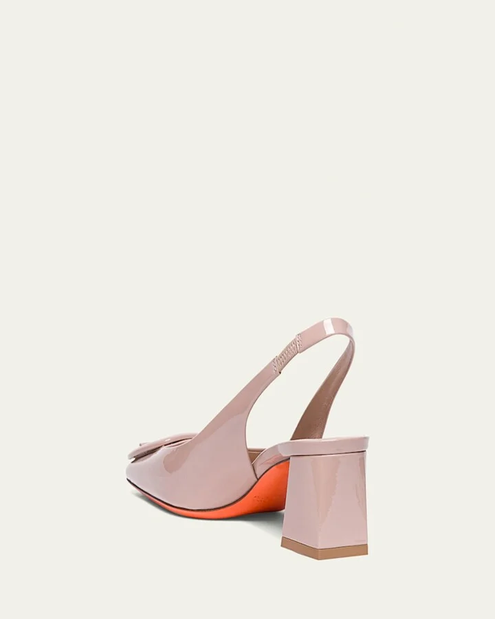 Lemon Patent Buckle Slingback Pumps - Image 4