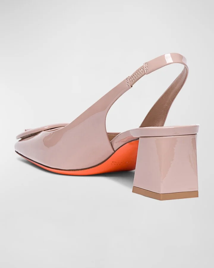 Lemon Patent Buckle Slingback Pumps - Image 5