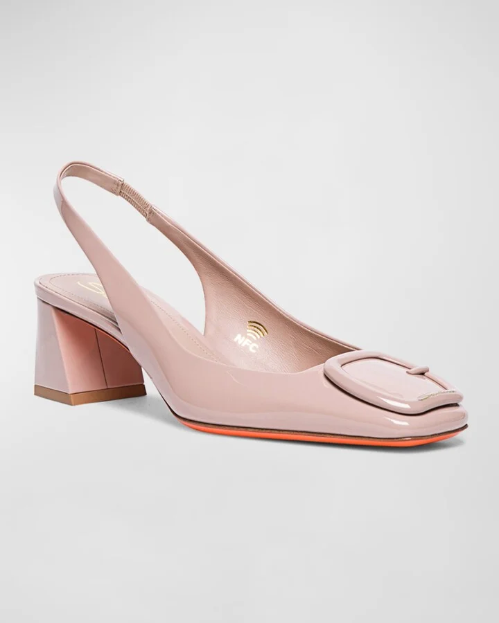 Lemon Patent Buckle Slingback Pumps - Image 6