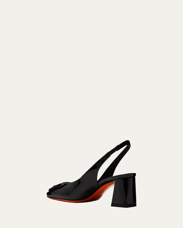 Lemon Patent Buckle Slingback Pumps - Image 2