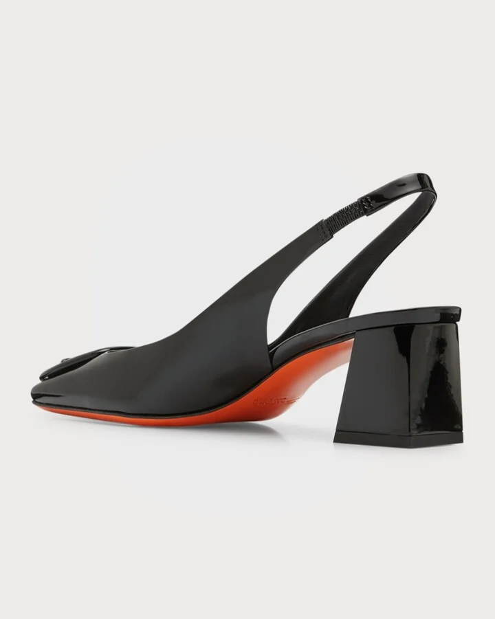 Lemon Patent Buckle Slingback Pumps - Image 3