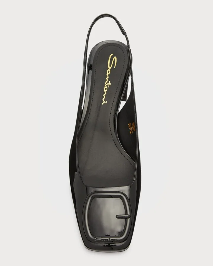 Lemon Patent Buckle Slingback Pumps - Image 6