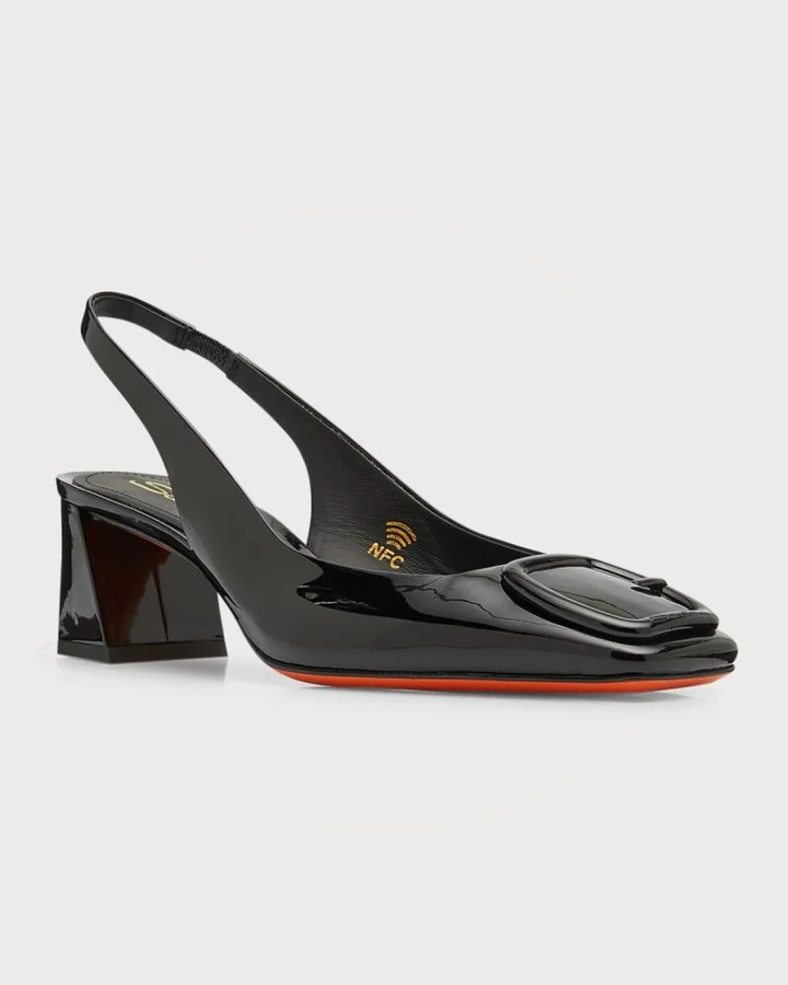 Lemon Patent Buckle Slingback Pumps - Image 7