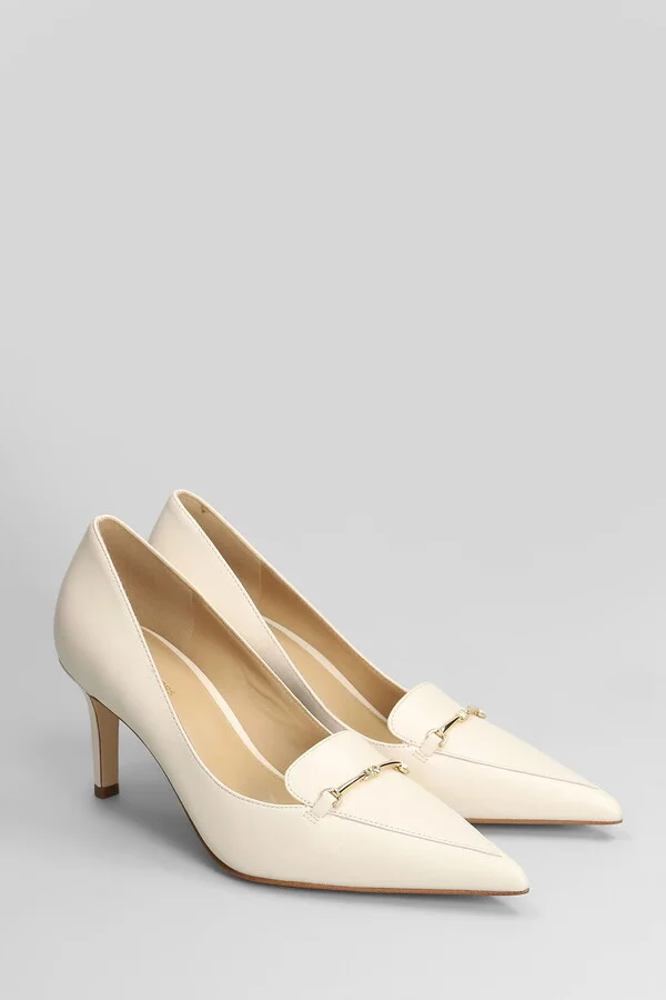 Lena Pump Pumps In Beige Leather - Image 2