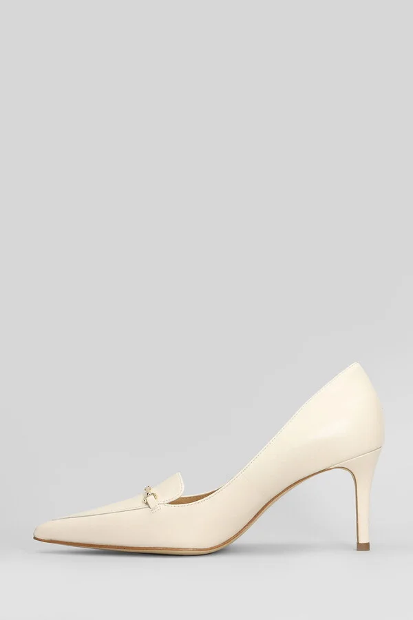 Lena Pump Pumps In Beige Leather - Image 3