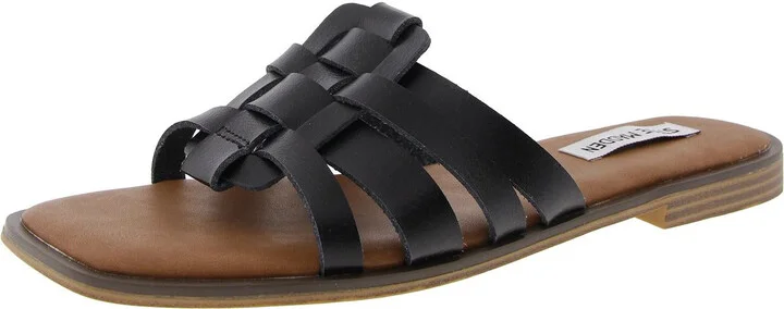LENA Womens Woven Faux Leather Slide Sandals