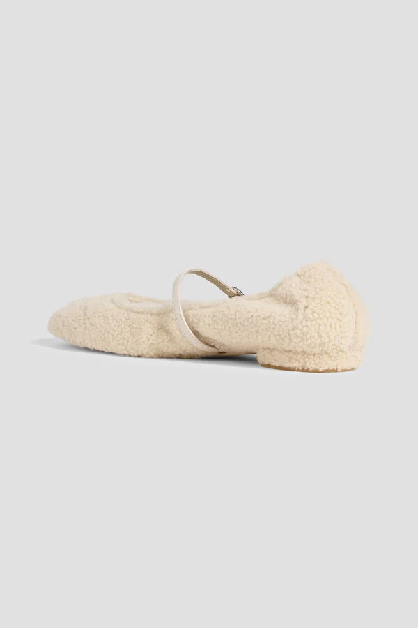 Lennox leather-trimmed shearling Mary Jane flats - Image 3