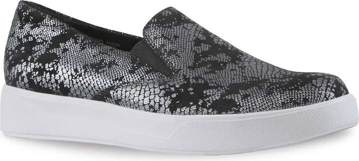 Black Snake Print Suede