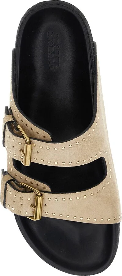 'lennyo' Beige Slip-on Sandals With Stud Details In Suede Woman - Image 4