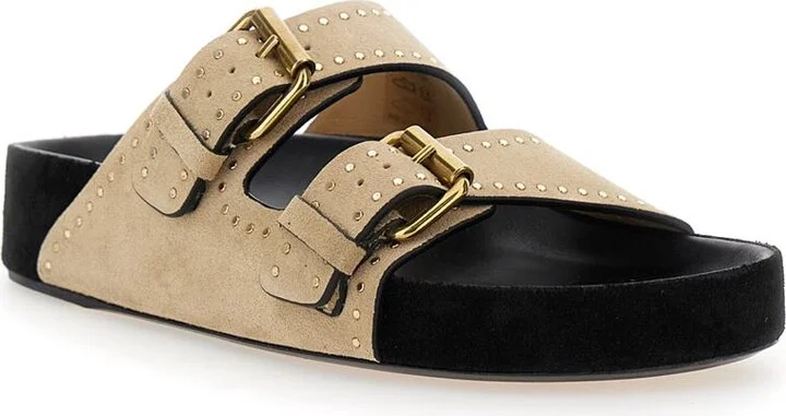 'Lennyo' Beige Slip-On Sandals With Stud Details In Suede Woman - Image 2