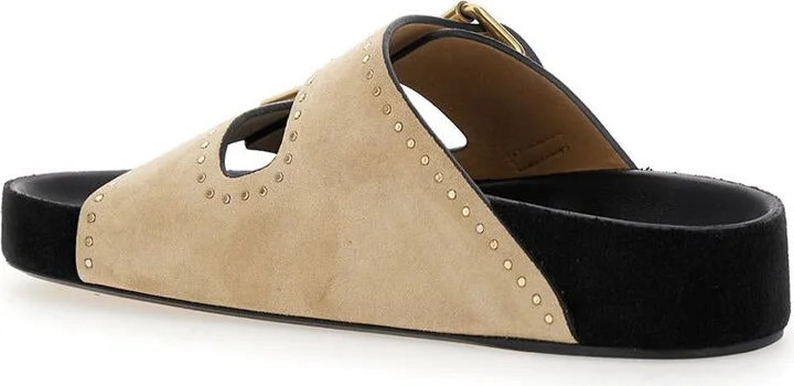 'Lennyo' Beige Slip-On Sandals With Stud Details In Suede Woman - Image 3