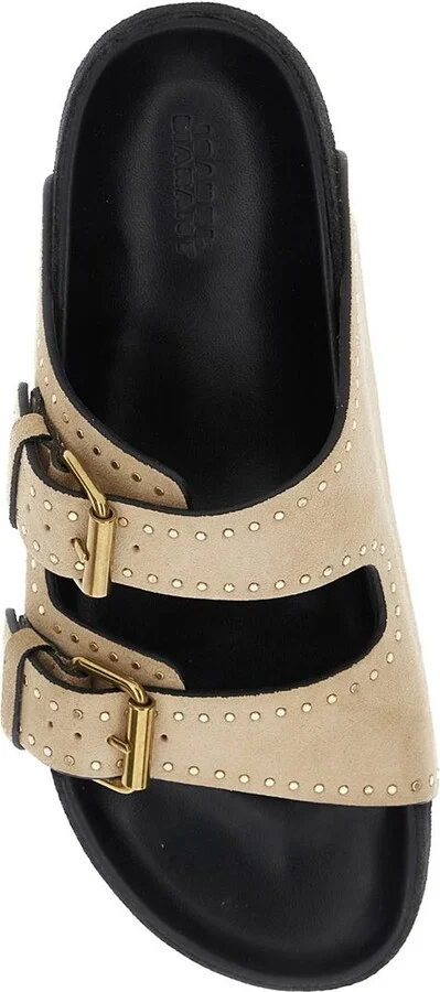 'Lennyo' Beige Slip-On Sandals With Stud Details In Suede Woman - Image 4