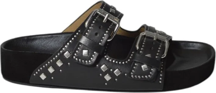 Lennyo Black Leather Sandals