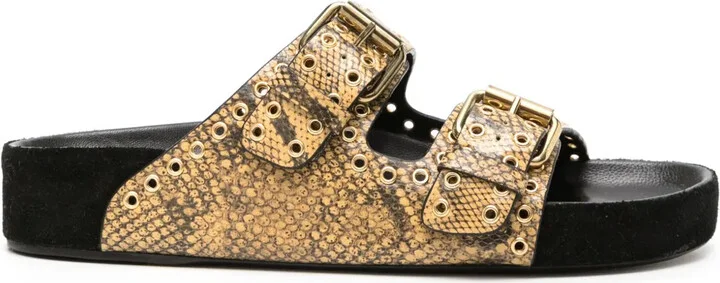 Lennyo lizard-skin leather sandals