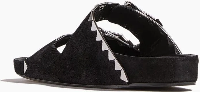 Lennyo Suede Sandal in Black/Silver - Image 3