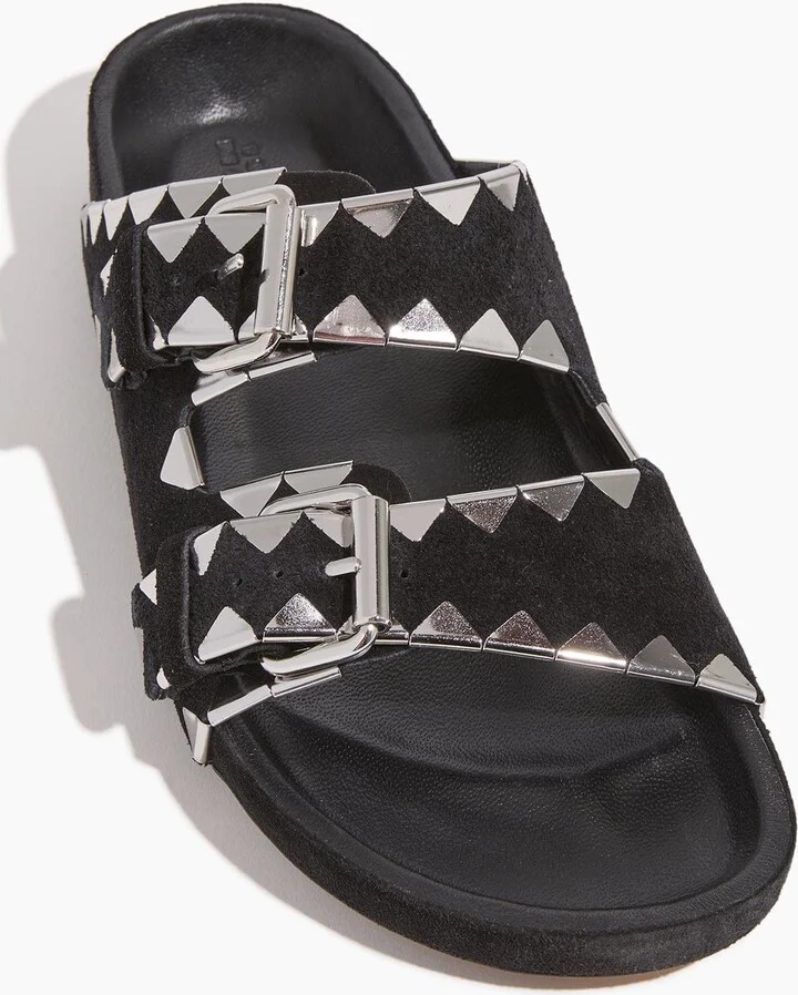 Lennyo Suede Sandal in Black/Silver - Image 4