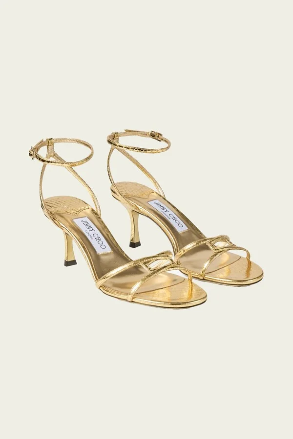 Leo 65 Candy Wrap Leather Sandals in Gold - Image 2