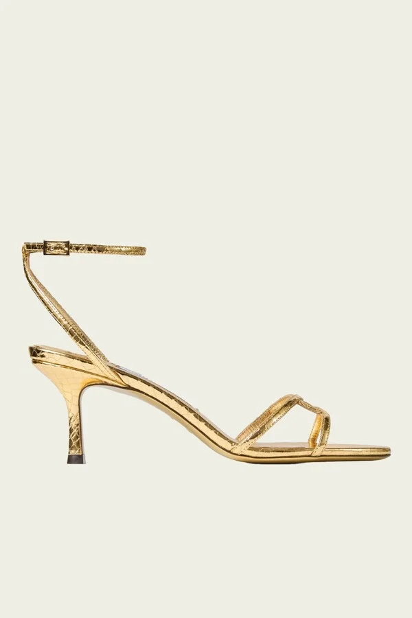 Leo 65 Candy Wrap Leather Sandals in Gold