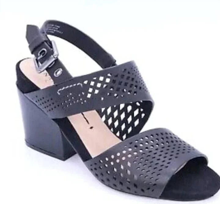 Leo Perforated Heeled Sandal In Black