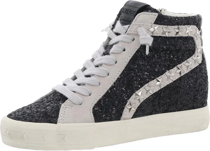 LEONA RO Womens Glitter Leather Casual And Fashion Sneakers