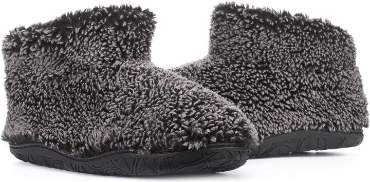 Leonardo - Shorter Length 100% Recycled Snow Tipped Sherpa Slipper Boot - Washed Black - Image 3