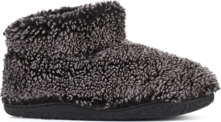 Leonardo - Shorter Length 100% Recycled Snow Tipped Sherpa Slipper Boot - Washed Black - Image 4