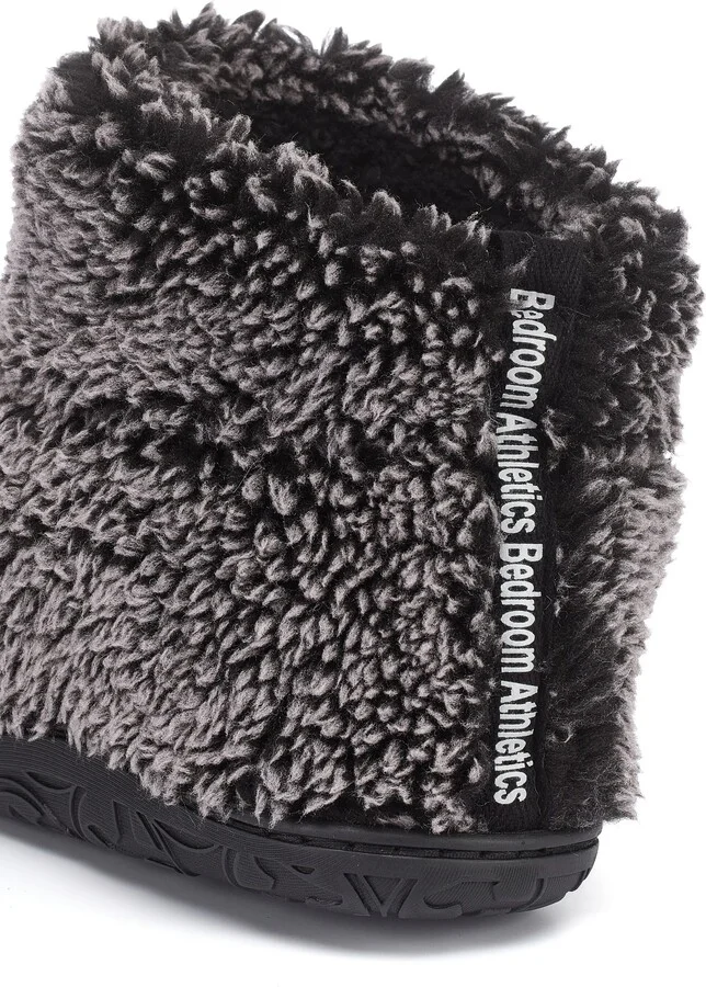 Leonardo - Shorter Length 100% Recycled Snow Tipped Sherpa Slipper Boot - Washed Black - Image 5