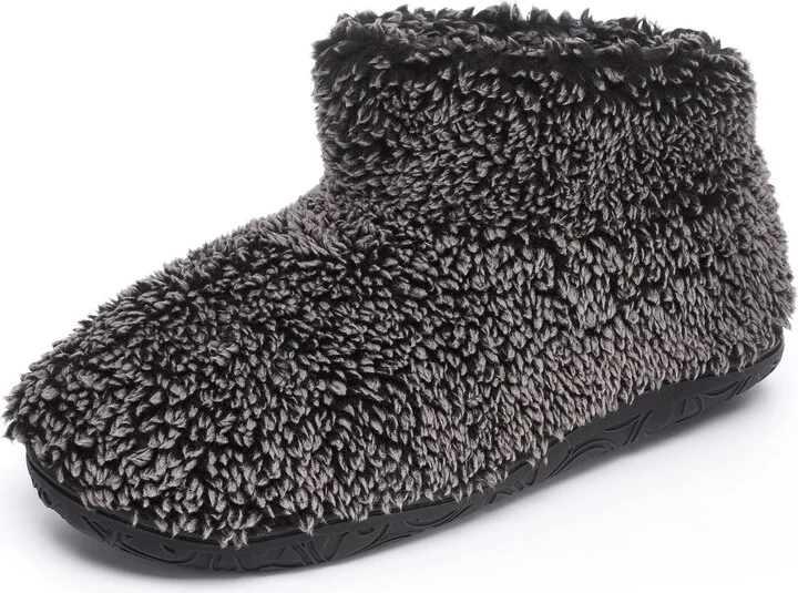 Leonardo - Shorter Length 100% Recycled Snow Tipped Sherpa Slipper Boot - Washed Black - Image 7