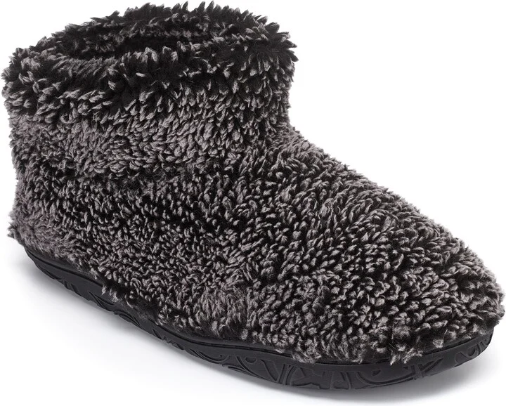 Leonardo - Shorter Length 100% Recycled Snow Tipped Sherpa Slipper Boot - Washed Black